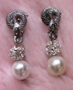 SNAKE PRINCESS - Pearl Earrings. 1" Crystal/silver. Pierced. $48 